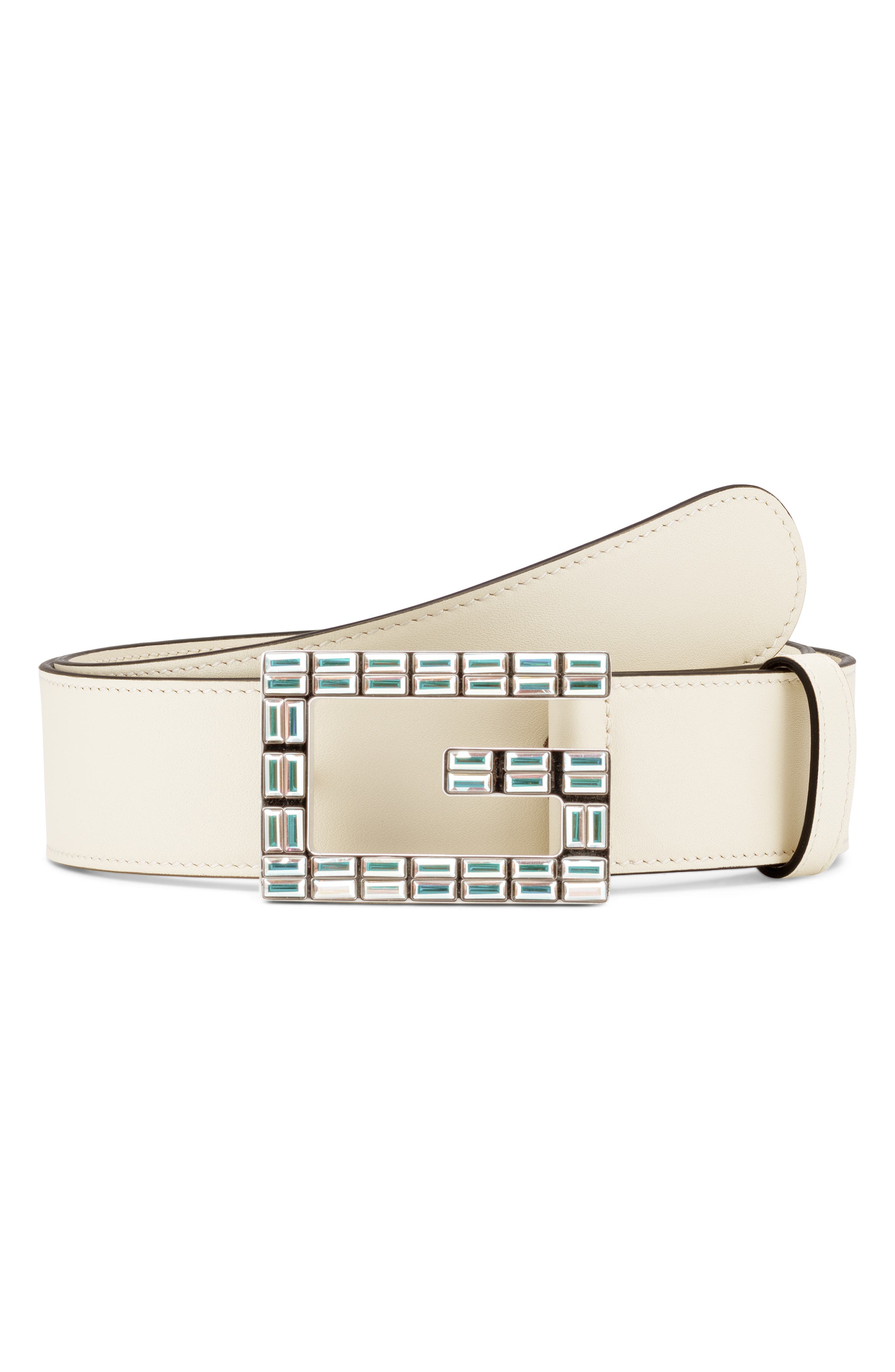 gucci crystal belt white