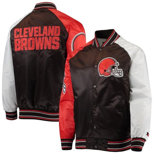 Men's Starter Brown/Orange Cleveland Browns Lead Off Satin Varsity Jacket