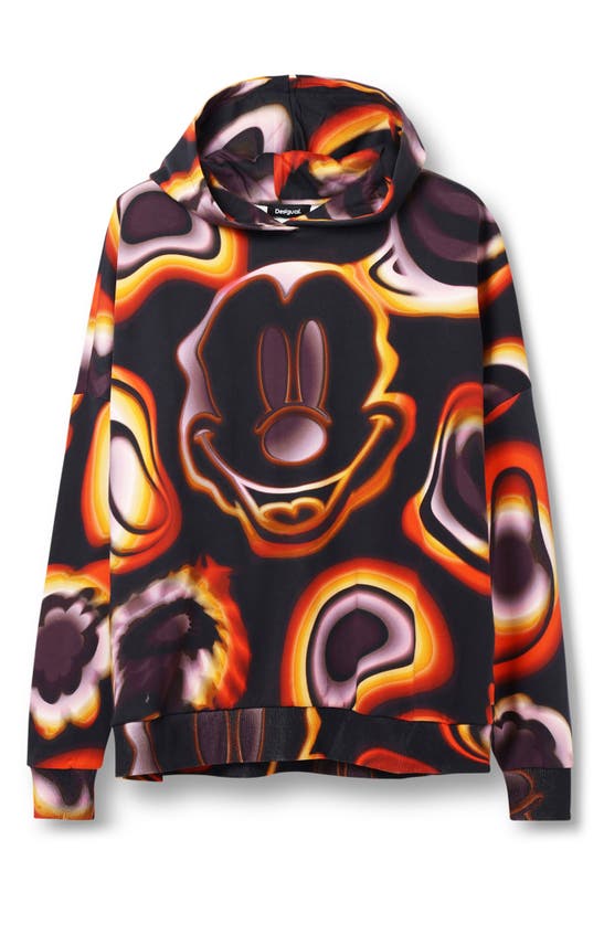 Shop Desigual Mickey Mouse Cotton Graphic Hoodie In Black