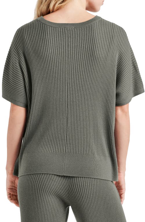 Shop Splendid Georgie Short Sleeve Rib Sweater In Soft Vintage Olive Branch