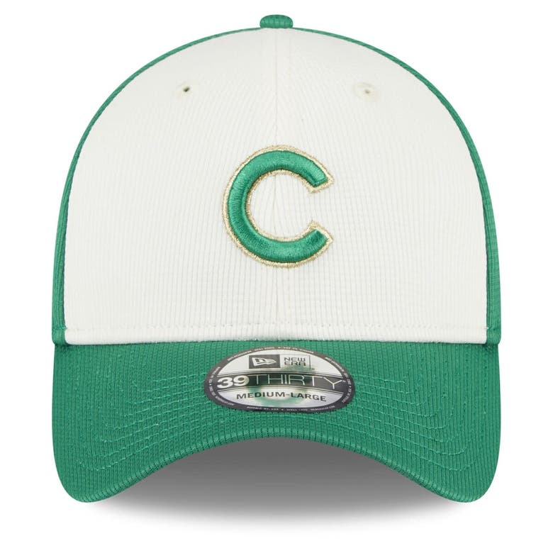 Shop New Era White/green Chicago Cubs 2024 St. Patrick's Day 39thirty Flex Fit Hat