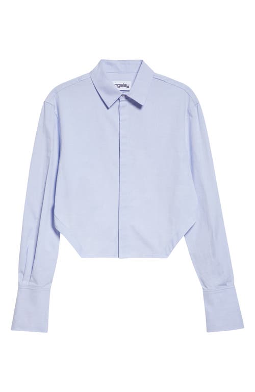 Shop K.ngsley Gender Inclusive Vincent Open Back Button-up Shirt In Light Blue