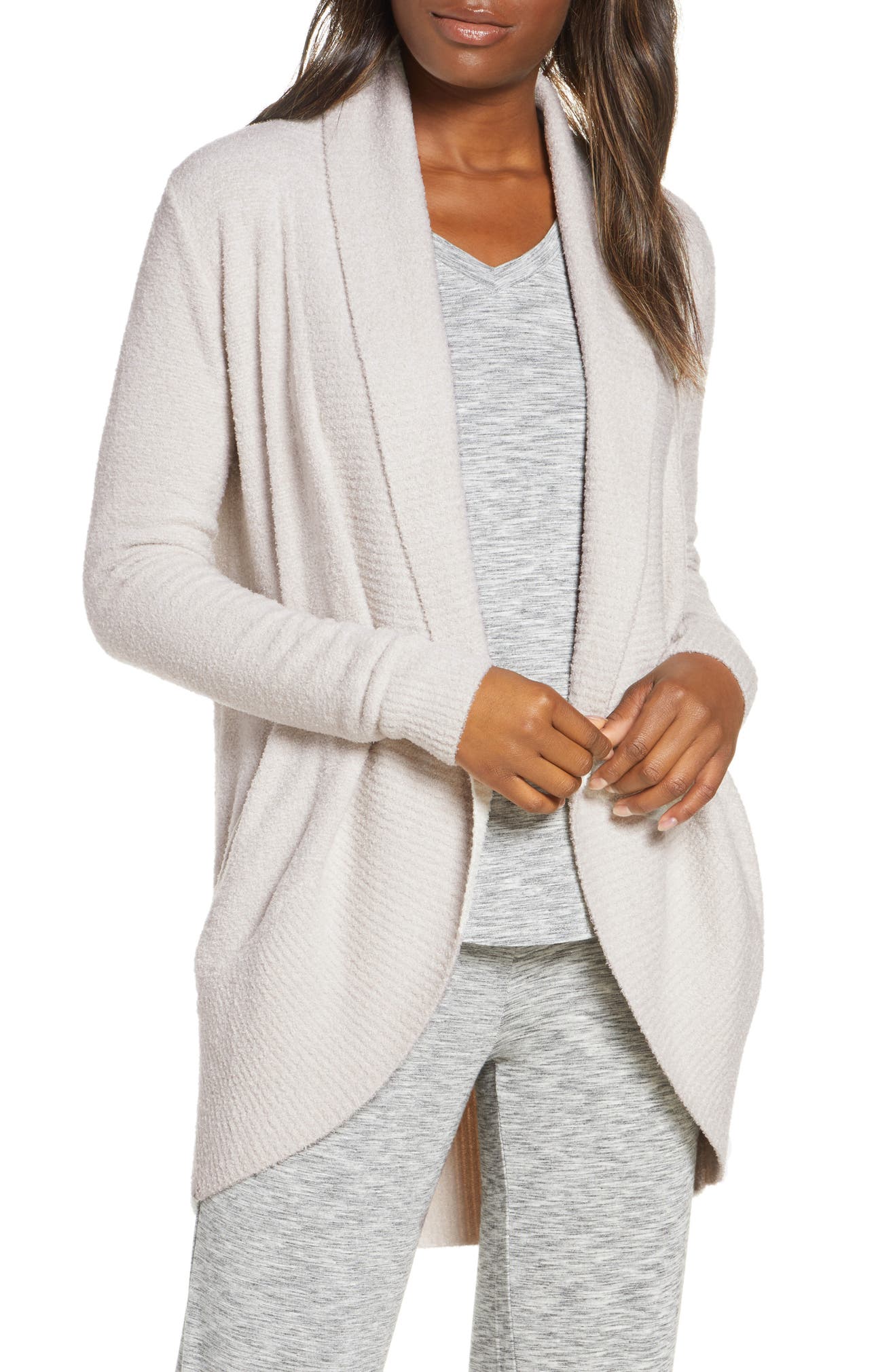 BAREFOOT DREAMS<SUP>®</SUP> CozyChic Lite<sup>®</sup> Circle Cardigan, Main, color, H SILVER PEARL