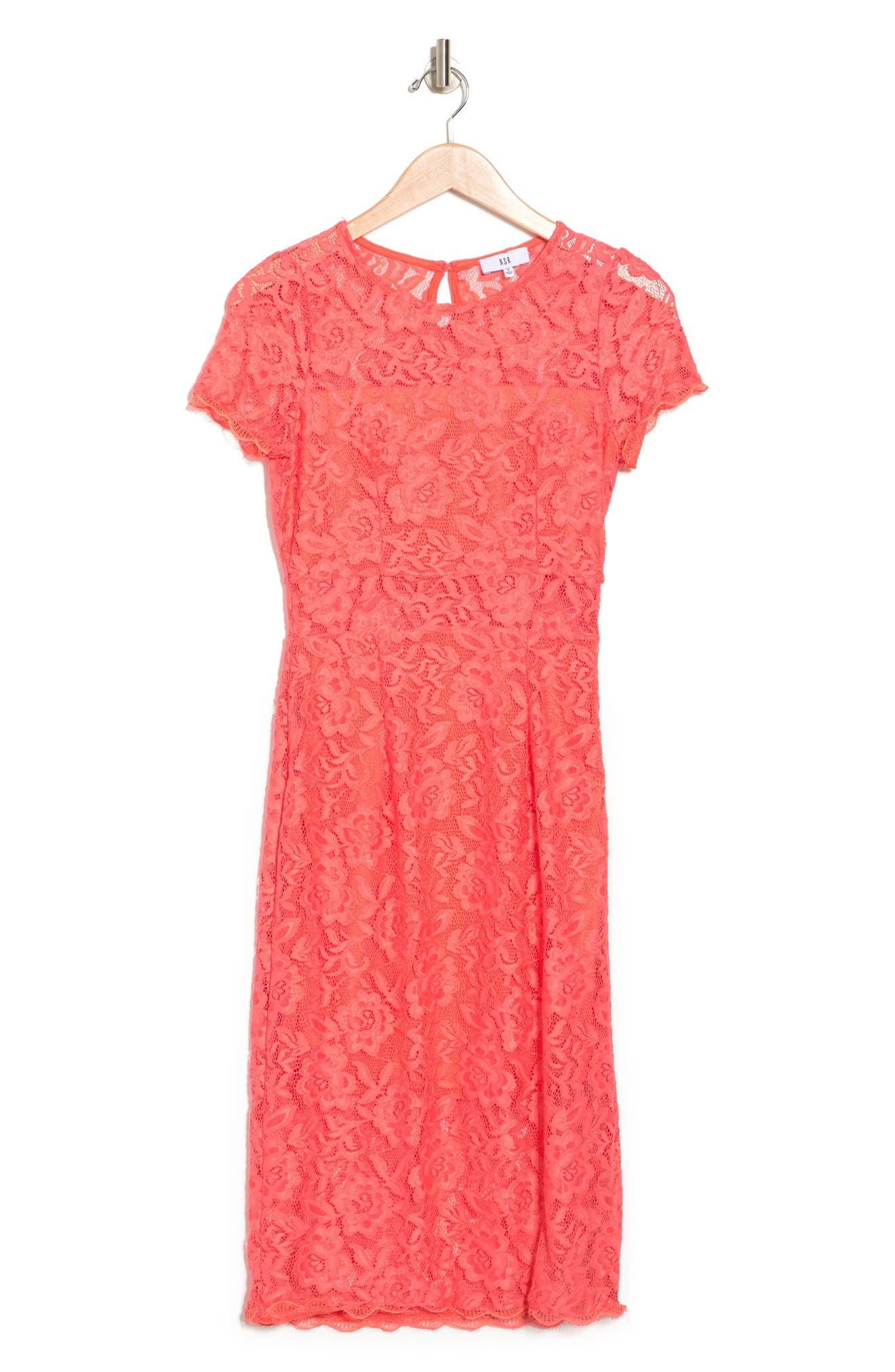 nsr short sleeve lace midi dress