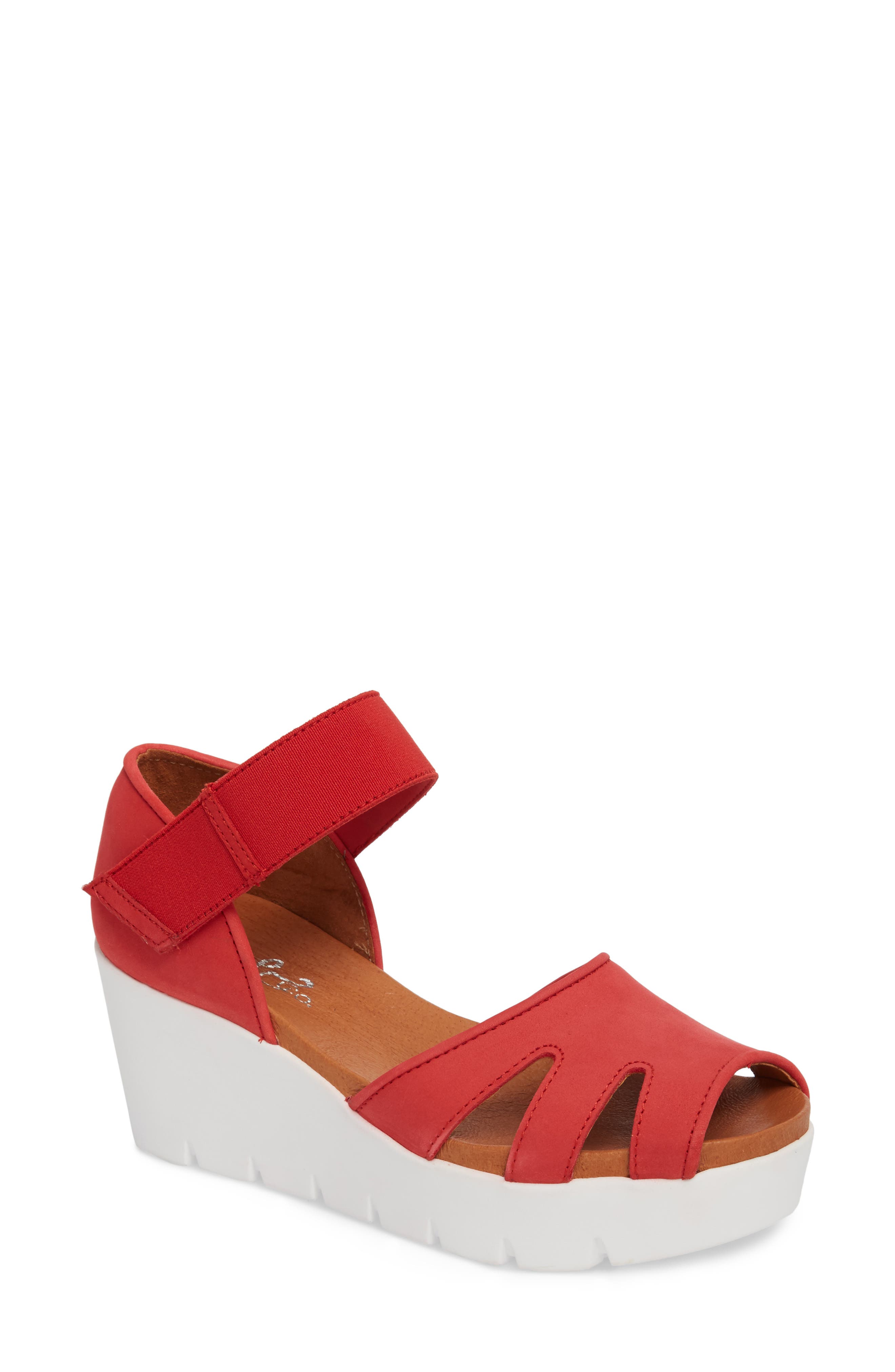 Bos. & Co. Sharon Platform Wedge Sandal - Red