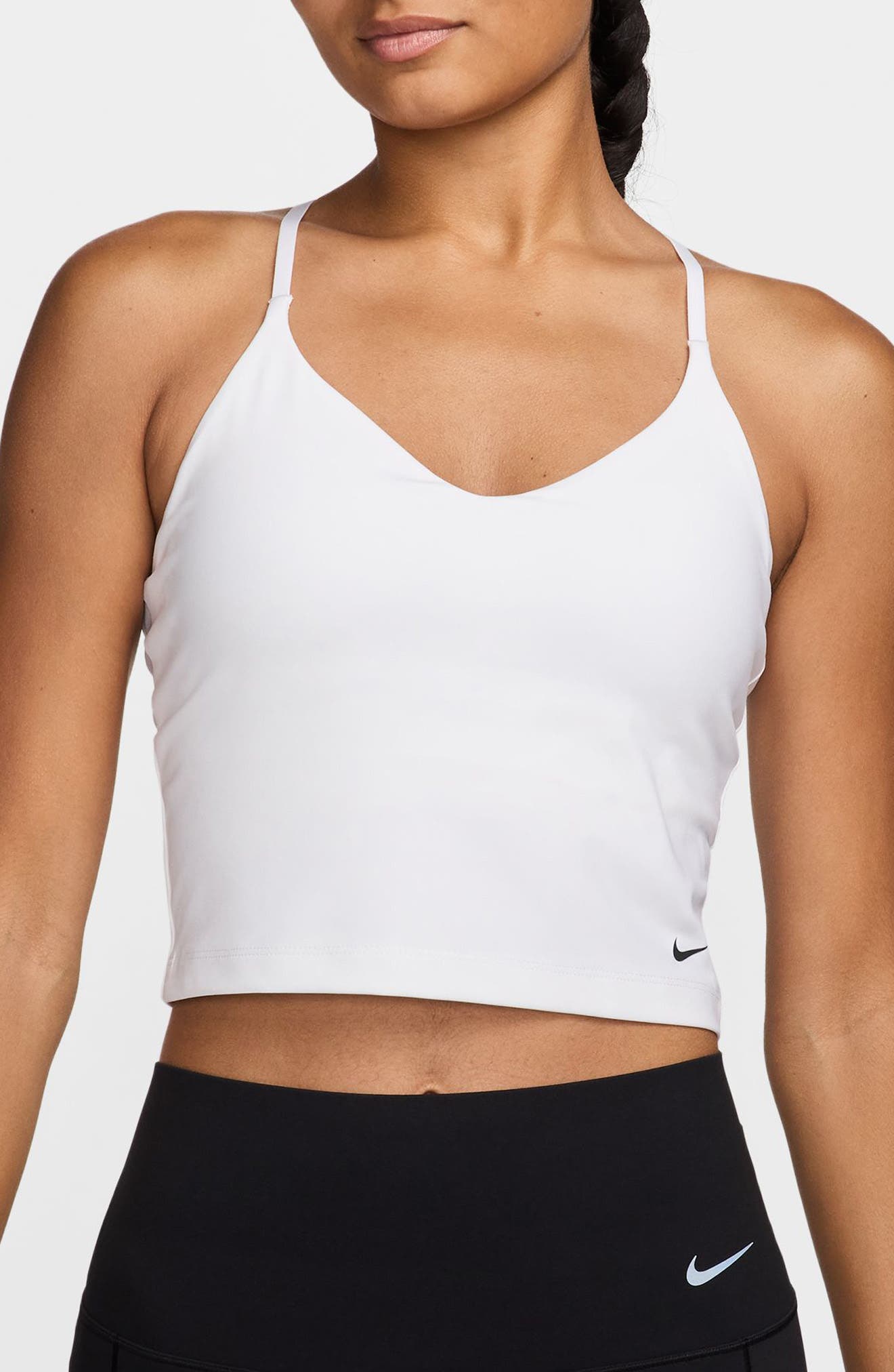 Nike Dri-FIT Light Support Sports Bra in White/Black Cover