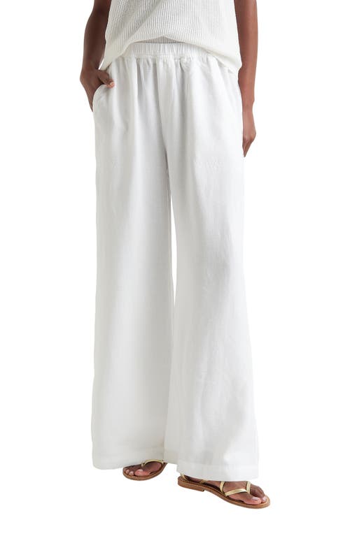 Splendid Angie Lyocell & Linen Palazzo Pants in White
