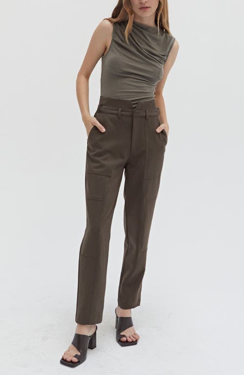 Crescent Taylor Seam Detailed Pants In Brown In Espresso