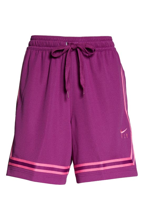 Nike Dri-fit Fly Crossover Basketball Shorts In Viotech/ Pinksicle