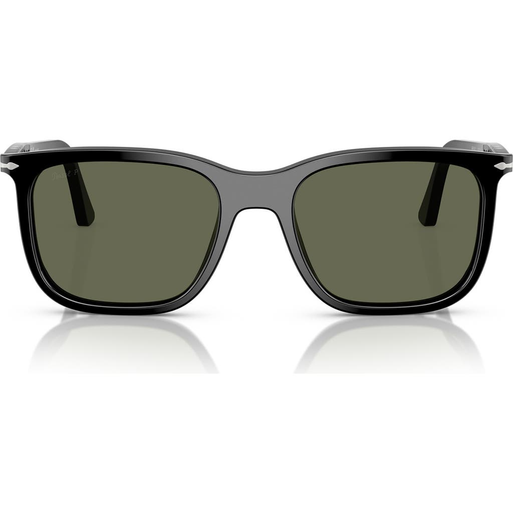 Persol 53mm Polarized Rectangular Sunglasses In Black