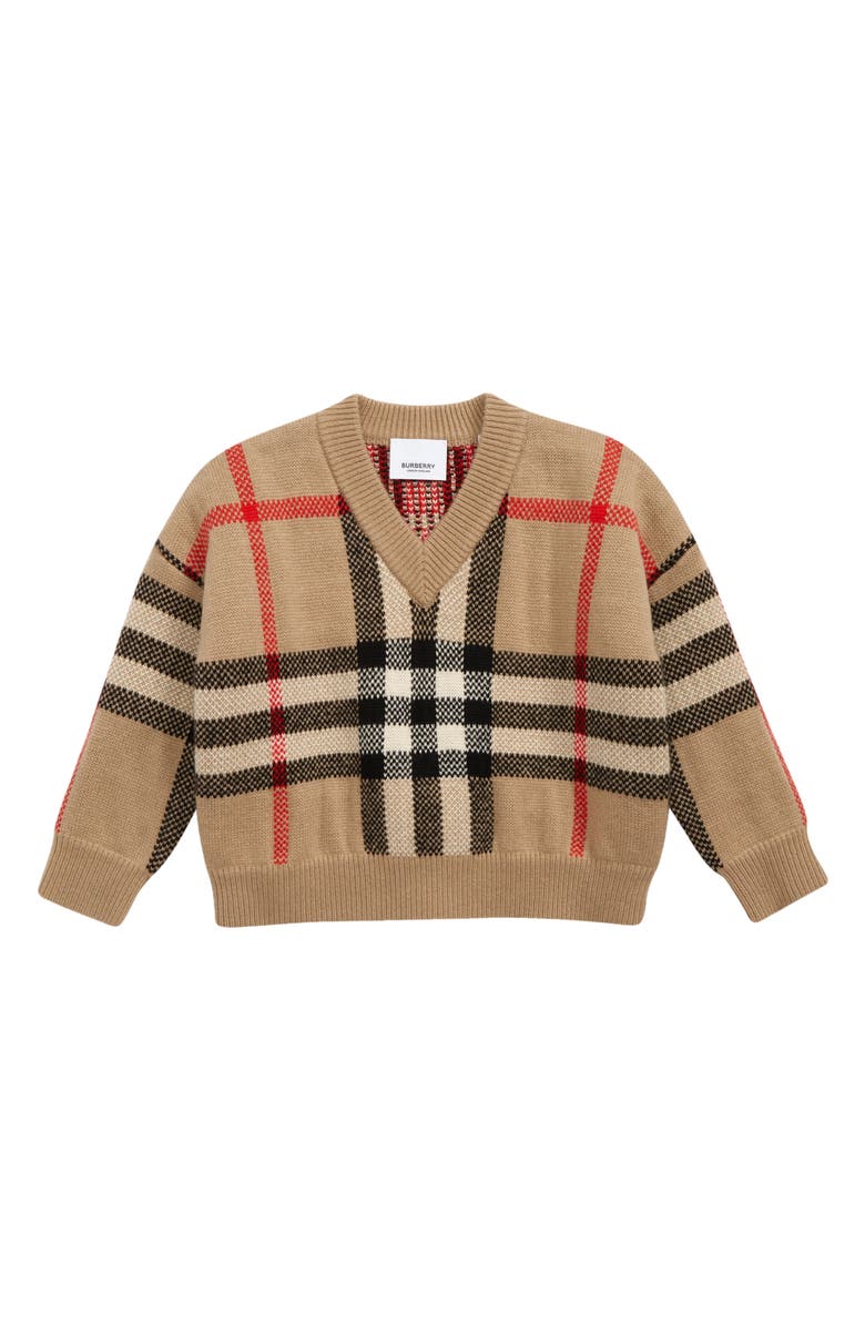 Burberry Kids' Denny Jacquard Check Wool & Cashmere Sweater | Nordstrom
