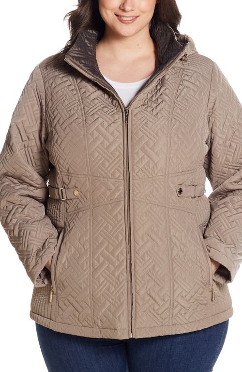 Quilted Jacket with Removable Hood in Mushroom