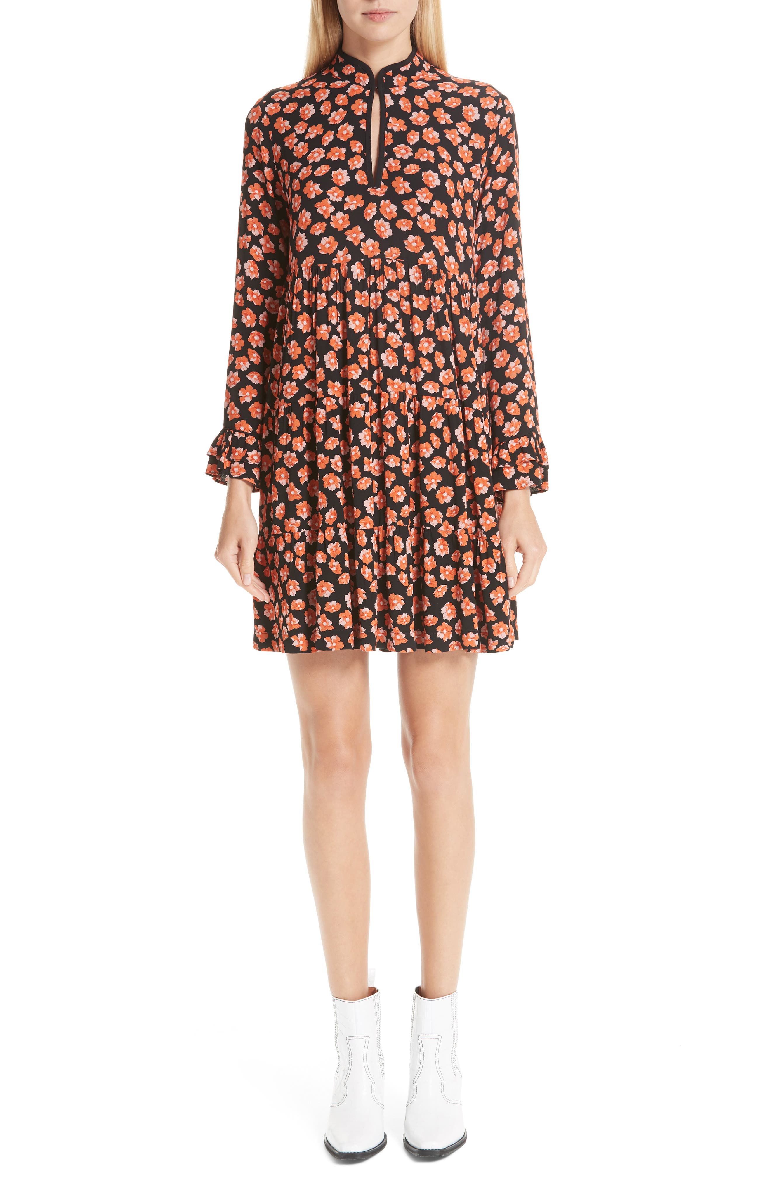 ganni dress printed crepe