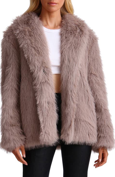 Lucky Brand Short Faux Fur Jacket In Ecru