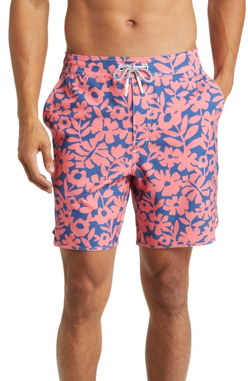 johnnie-O Barbuda Floral Swim Trunks in Malibu Red at Nordstrom, Size Xx-Large