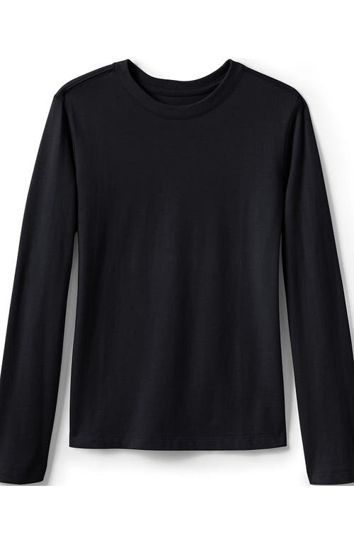 Shop Lands' End School Uniform Girls Long Sleeve Essential T-shirt In Black