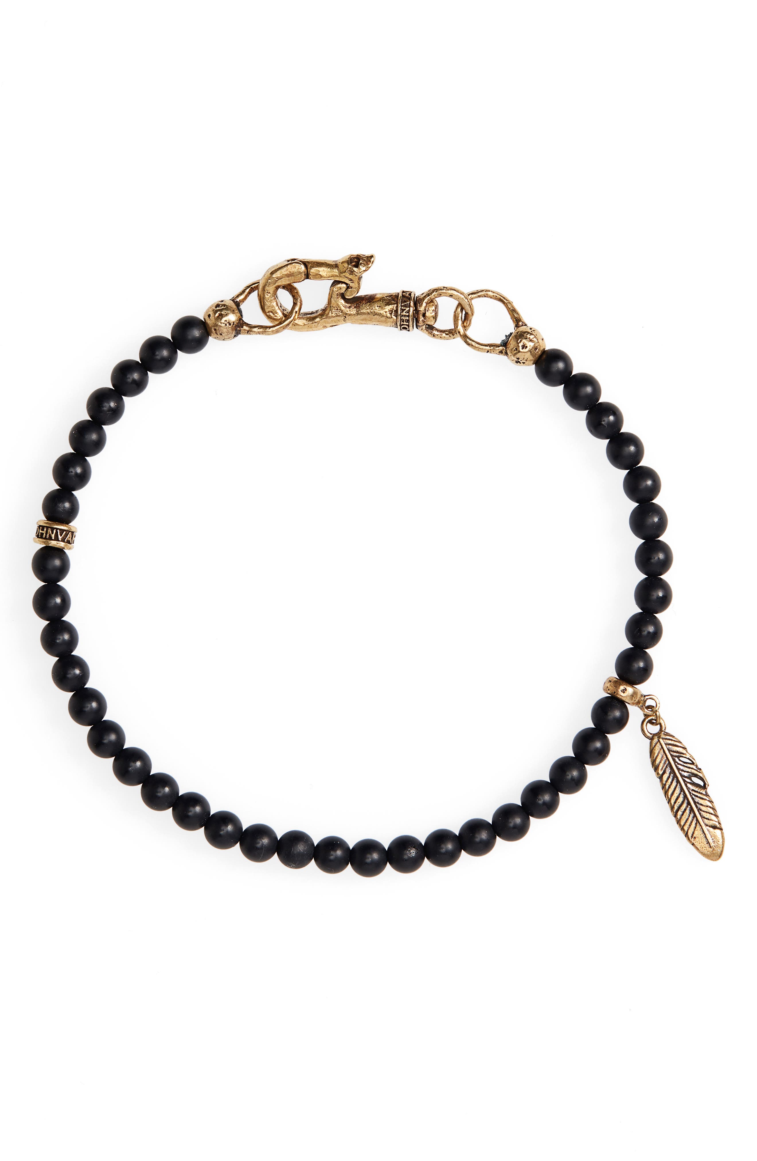 John Varvatos BRASS AND BLACK LAVA Bead Necklace for Men