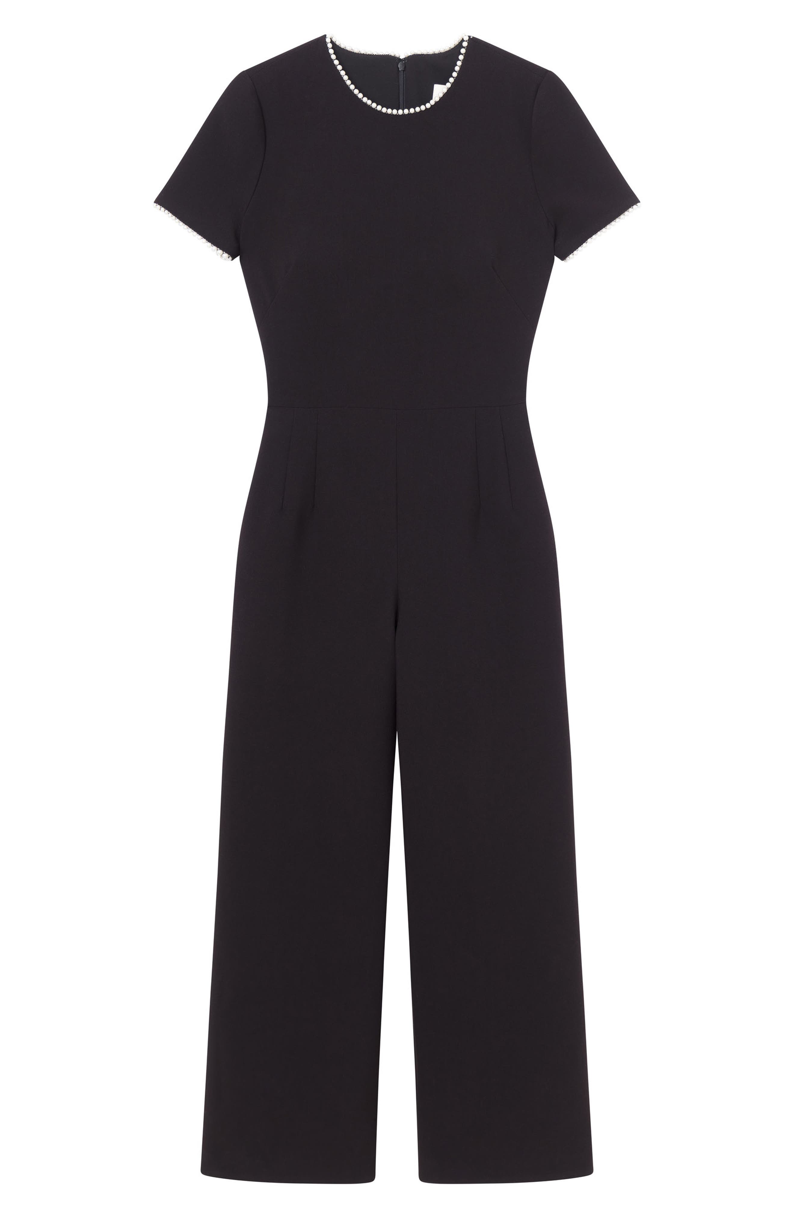 gal meets glam pearl trim jumpsuit