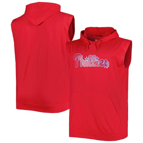 PROFILE Men's Red Philadelphia Phillies Jersey Pullover Muscle Hoodie