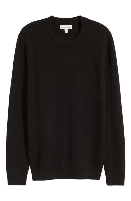 Shop Nordstrom Tuck Stitch Pima Cotton Blend Sweater In Black