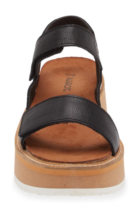 Naot Meringue Wedge Sandal In Soft Black Leather