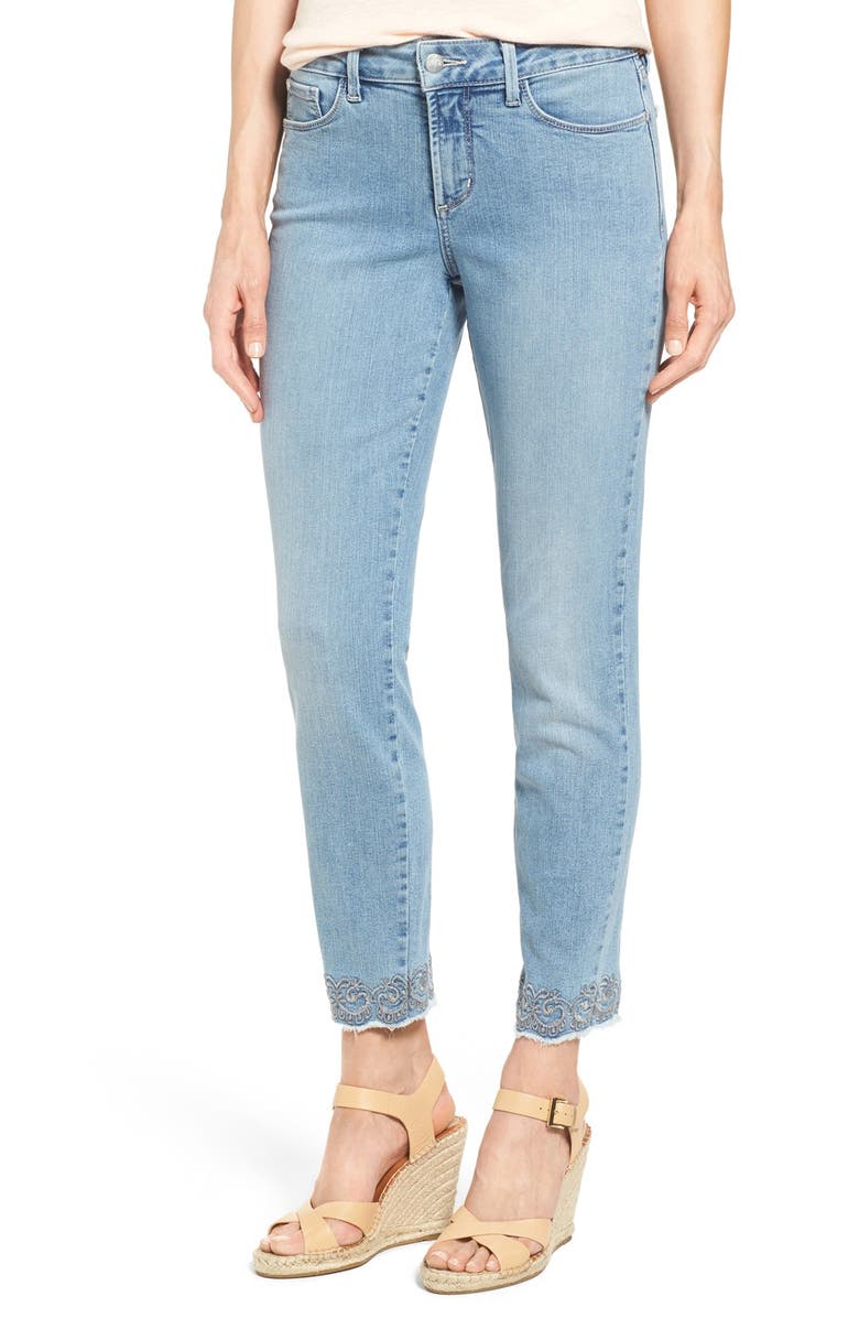NYDJ 'Clarissa' Embroidered Hem Stretch Ankle Skinny Jeans (Parker ...