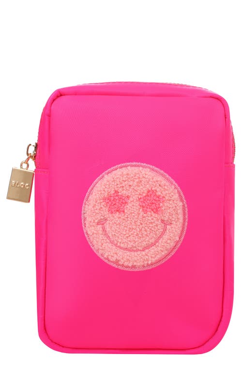 Mini Smiley Cosmetics Bag in Hot Pink