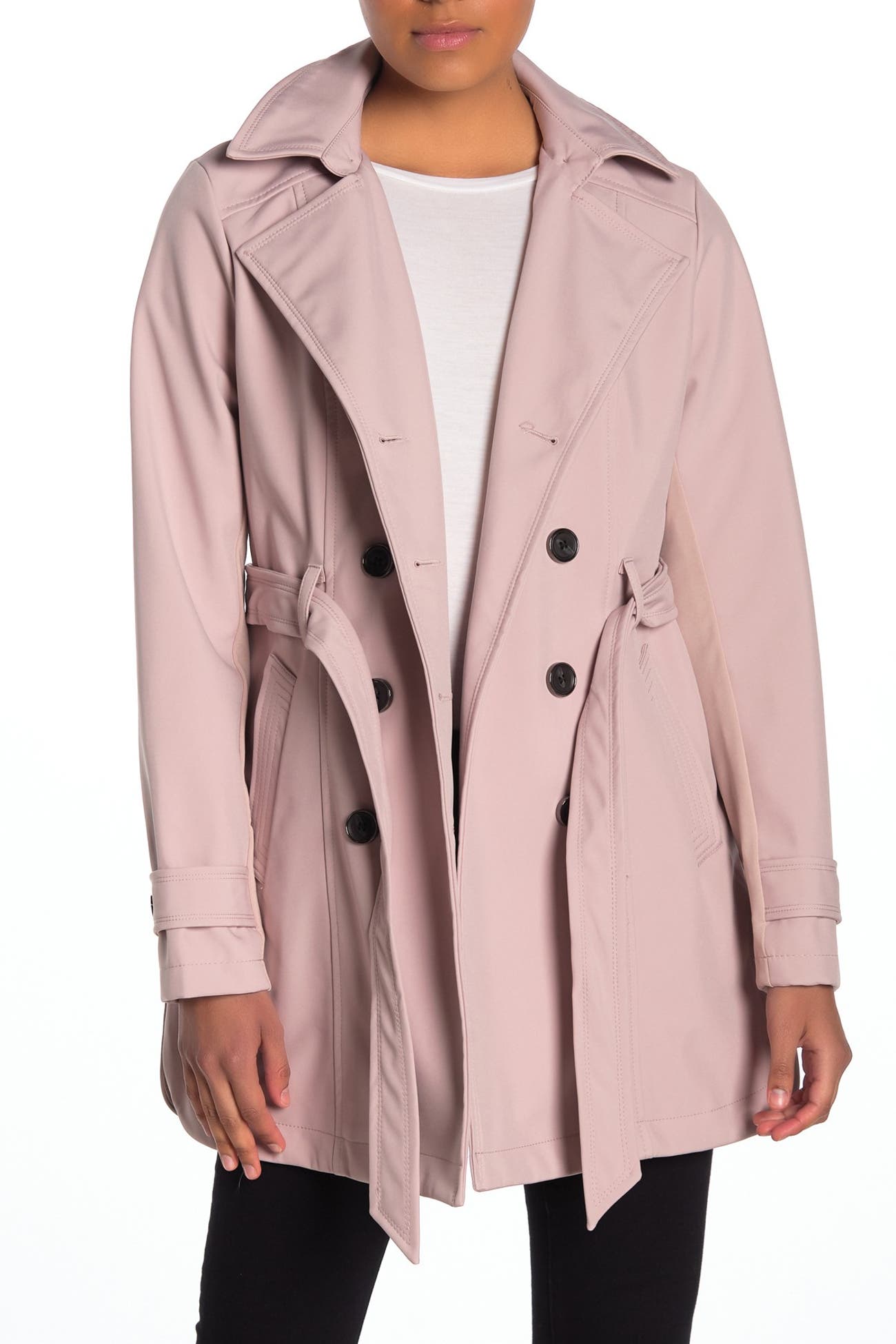 Sebby | Soft Shell Double Breast Water Resistant Trench Coat ...