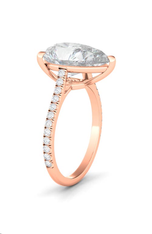 Hautecarat Pear Cut Pavé Lab Growndiamond Ring In 3.00 Ctw 18k Rose Gold