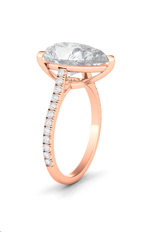 Shop Hautecarat Pear Cut Pavé Lab Created Diamond Ring In 2.50 Ctw 18k Rose Gold