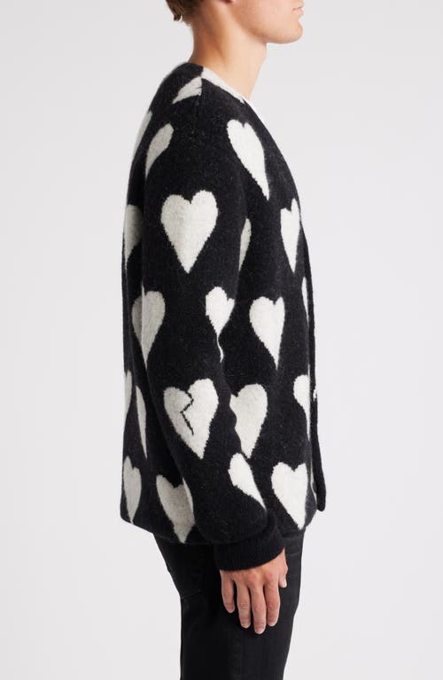 Shop Allsaints Bonebreak Heart Alpaca & Wool Blend Cardigan In Black/chalk White