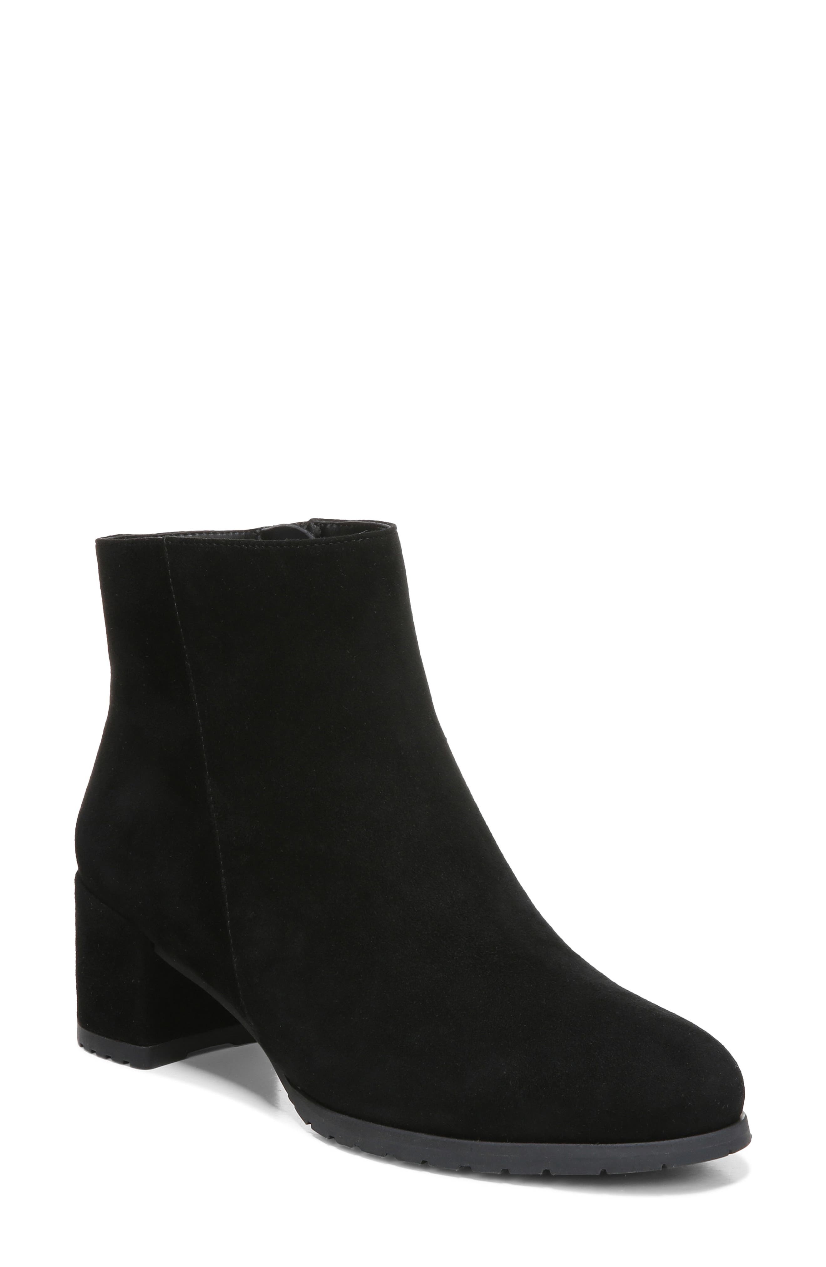 pointed black suede boots
