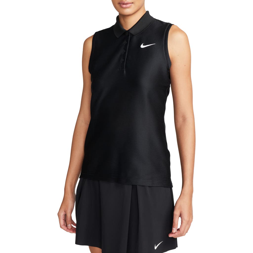 Nike Victory Dri-fit Sleeveless Golf Polo In Black