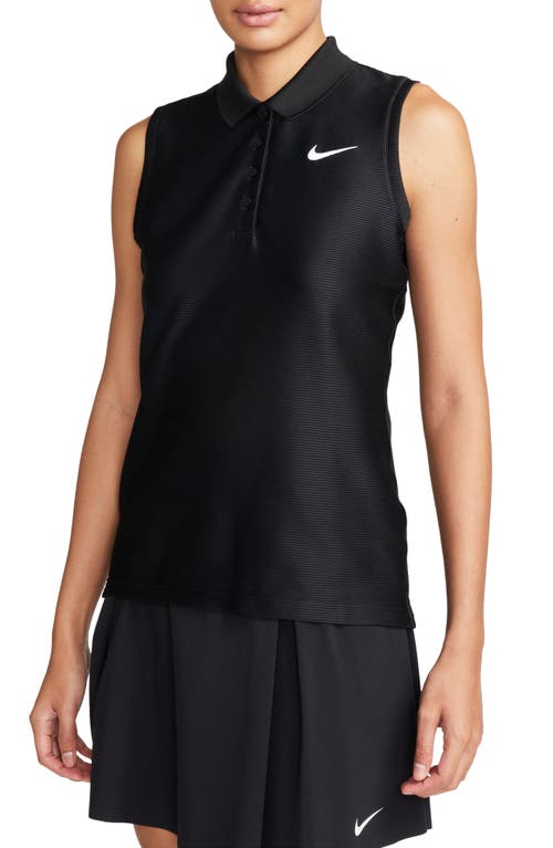 Shop Nike Victory Dri-fit Sleeveless Golf Polo In Black/white