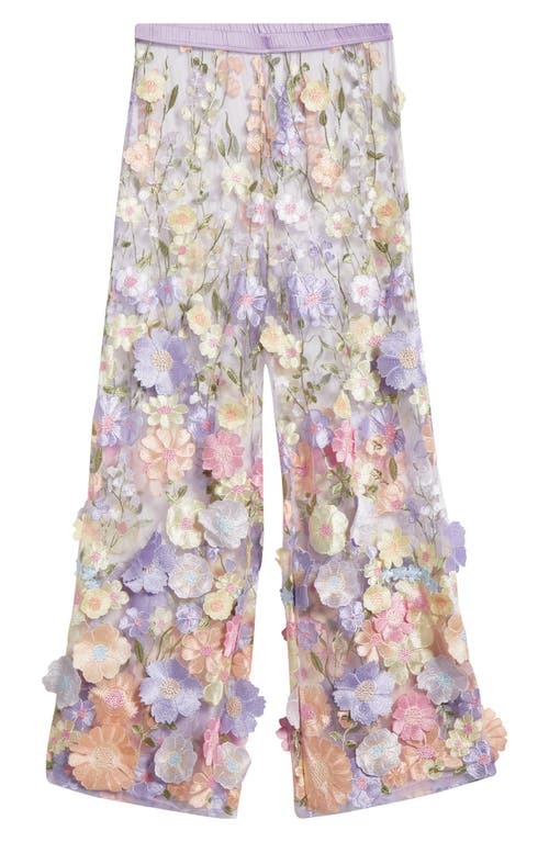 Floral Embroidered Pajama Pants in Pastel Floral