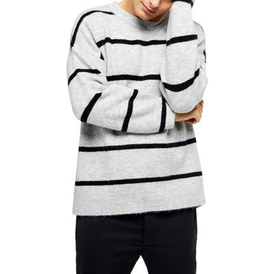 Harlow Classic Fit Stripe Crewneck Sweater, Grey