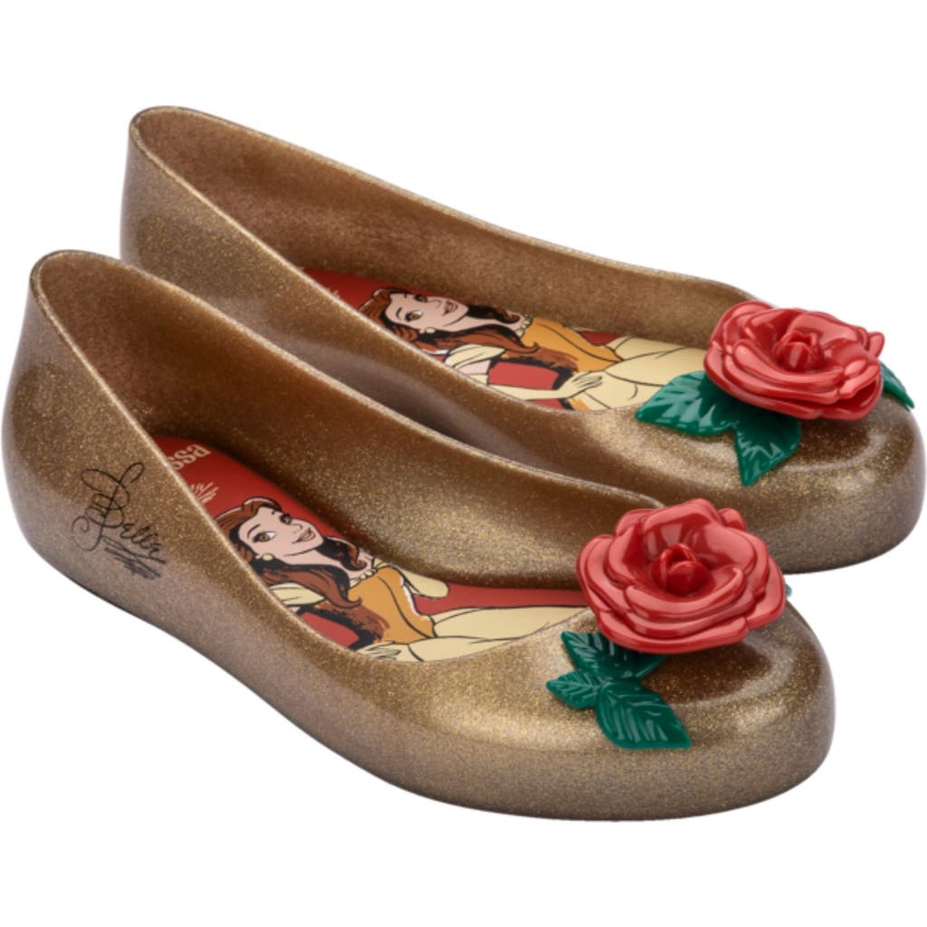 Melissa Mini Sweet Love Disney Princess Flat In Gold/red