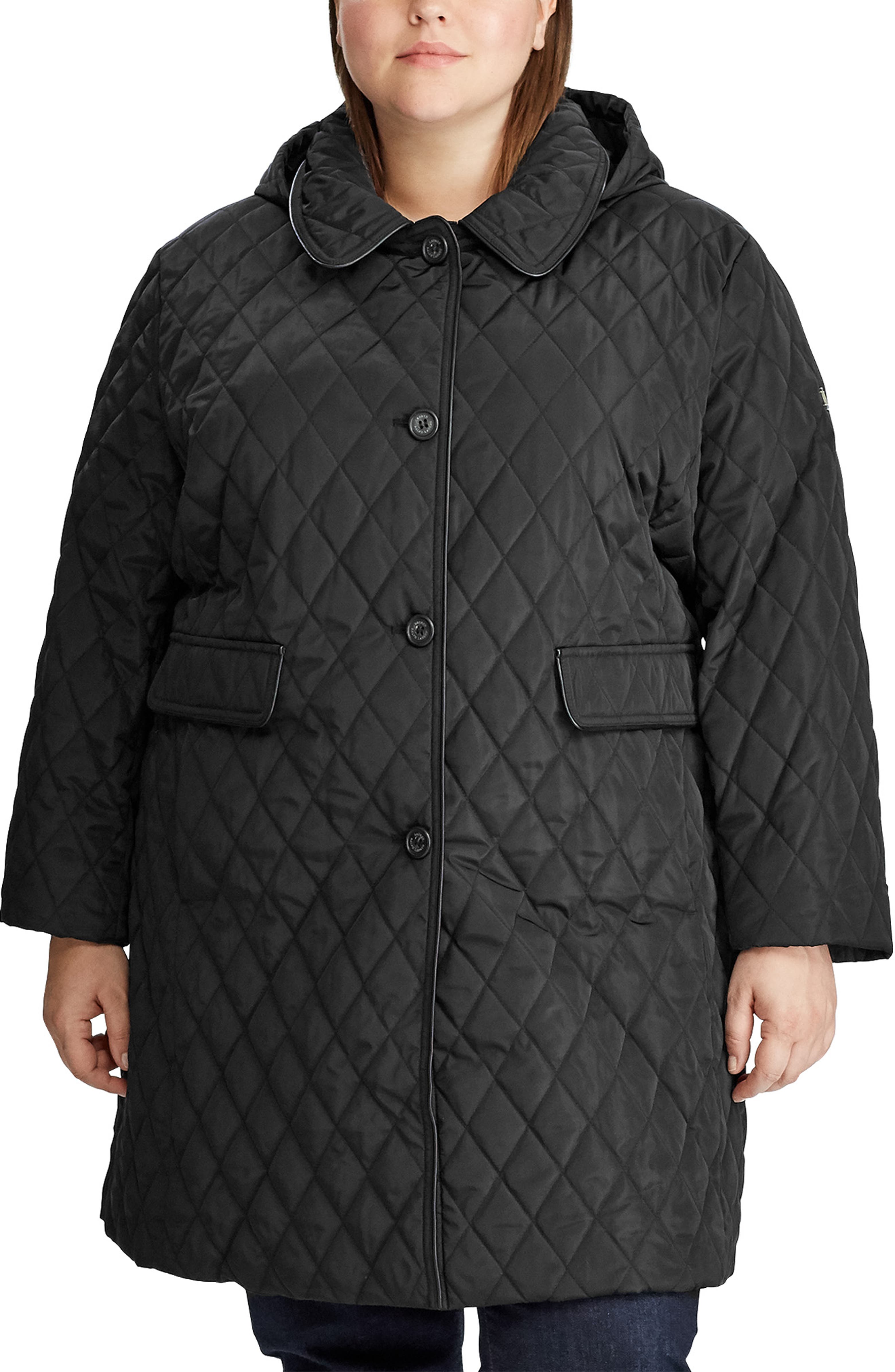 Lauren Ralph Lauren Diamond Quilted Hooded Jacket (Plus Size) | Nordstrom