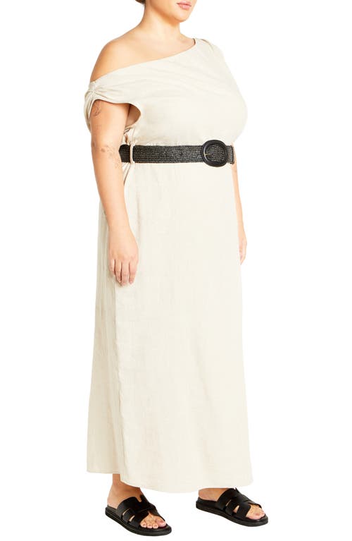 Shop City Chic Milly Asymmetric Neck Maxi Dress In Stone