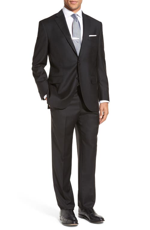 Peter Millar Flynn Classic Fit Solid Wool Suit in Black