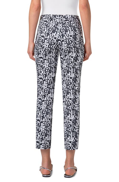Akris Punto Franca Mini Half Grid Circle Print Stretch Denim Crop Pants In Cream-black