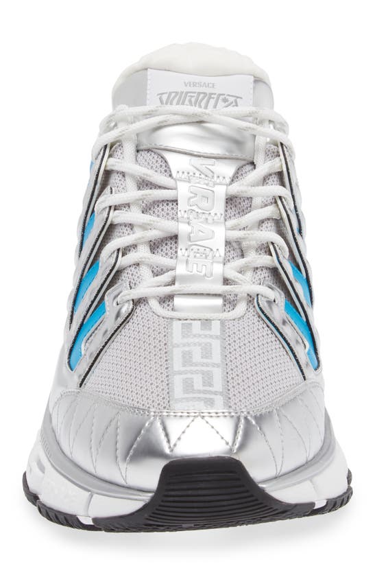 Shop Versace Trigreca Low Top Sneaker In Silver Blue White