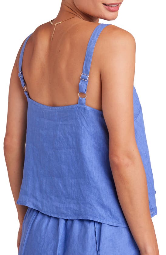 Bella Dahl Front Button Linen Camisole In Bahia Blue