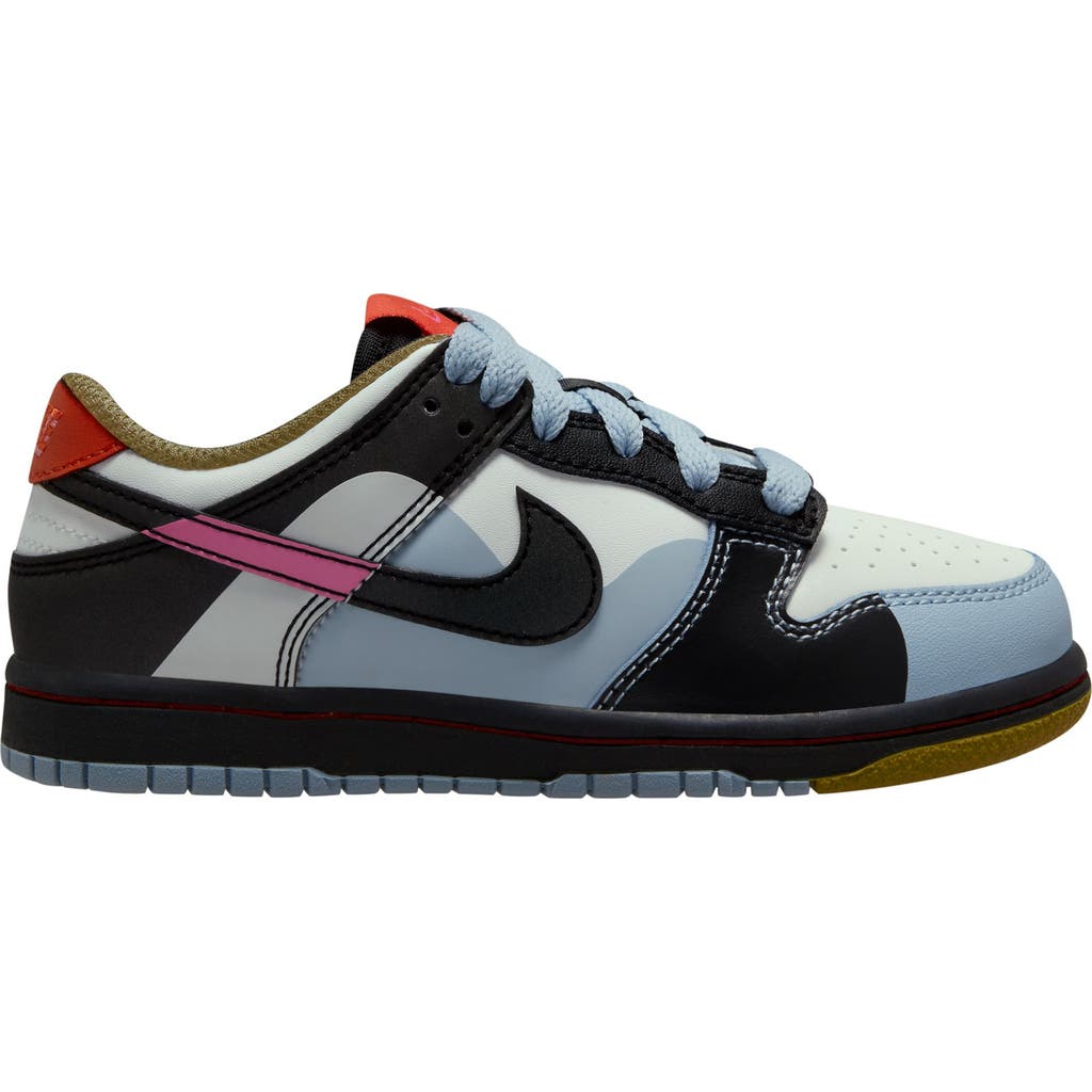 Nike Kids' Dunk Low Basketball Sneaker In White/armory Blue/black