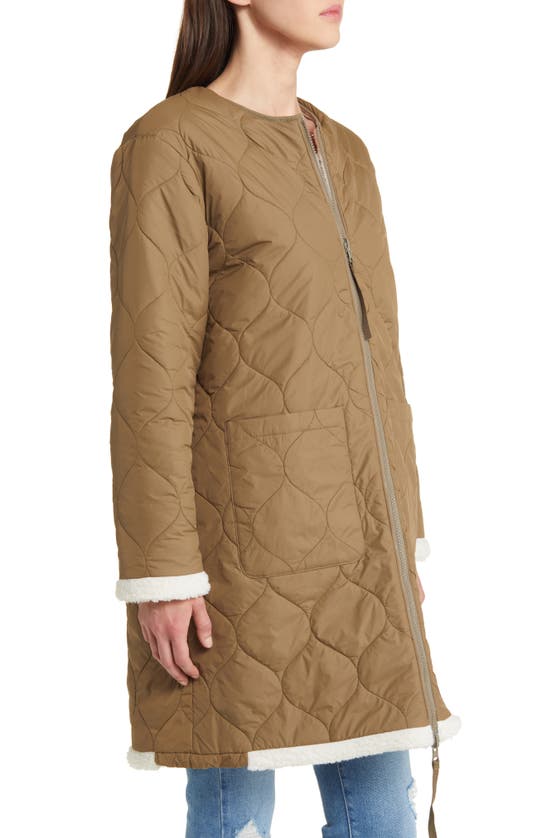 Rails Granger Reversible Quilted High Pile Fleece Coat In Ivory Olive Mix