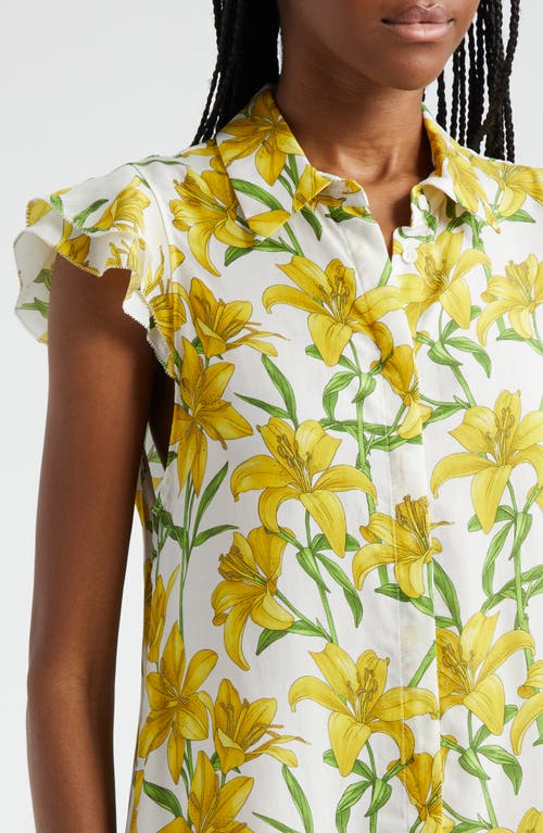 Alice And Olivia Jem Floral Flutter Sleeve Mini Shirtdress In Stargazer Multi