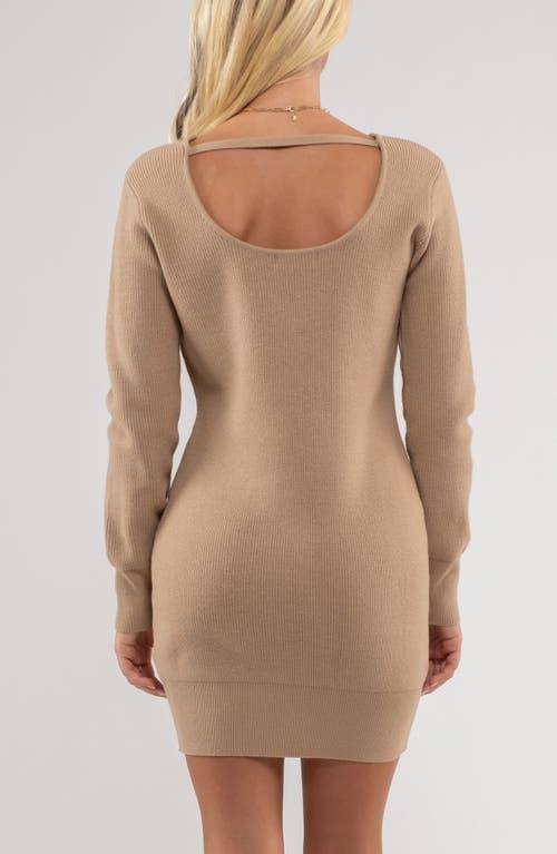 Shop August Sky Cutout Sweater Dress In Light Taupe