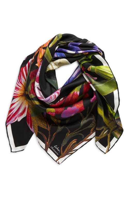 Echo Botanica Silk Square Scarf in Black 