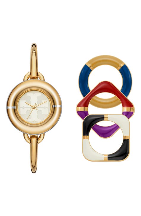 T Monogram Tory Watch, Navy/Gold-Tone Stainless Steel, 37 x 37 MM: Women's  Watches, Strap Watches