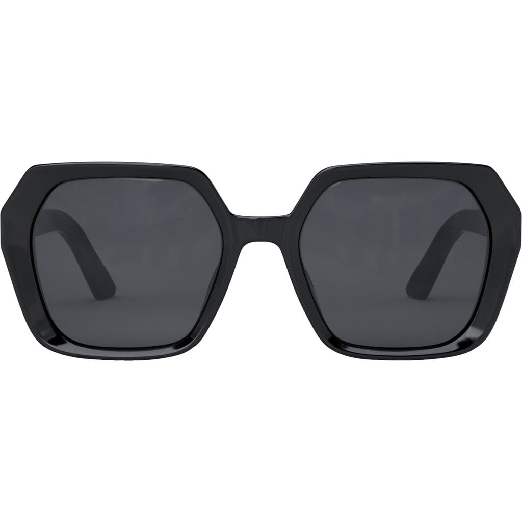 Dior 'midnight S2f 56mm Geometric Sunglasses In Shiny Black/smoke